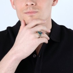 Marina Jewelry 925 Sterling Silver Men's Gold Plated Star of David Rin