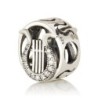 925 Sterling Silver David's Harp Bead Charm with Zircon Stones - Rhodi