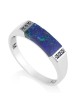 Classy Sterling Silver & Eilat Stone Ring With Stylish Diamond Pattern