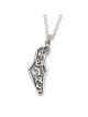 Sterling Silver Map of Israel Necklace with Yisrael Inscription