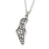 Sterling Silver Map of Israel Necklace with Yisrael Inscription