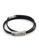 Engraved Traveler's Prayer on Leather Band, Gold and Silver Unisex Bra