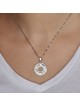 Pendentif Shema Yisrael circulaire en argent sterling 925 hébreu-anglais avec