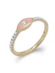 Bague en or jaune 14 carats Evil Eye rehaussée de diamants (émail rose)