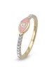 Diamond-Accented Evil Eye 14K Yellow Gold Ring (Pink Enamel)