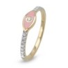 Diamond-Accented Evil Eye 14K Yellow Gold Ring (Pink Enamel)