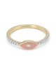 Bague en or jaune 14 carats Evil Eye rehaussée de diamants (émail rose)