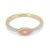 Diamond-Accented Evil Eye 14K Yellow Gold Ring (Pink Enamel)