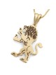 Collier pendentif Lion de Juda gravé en or 14 carats - Gol jaune ou blanc