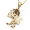 14K Gold Engraved Lion of Judah Pendant Necklace - Yellow or White Gol