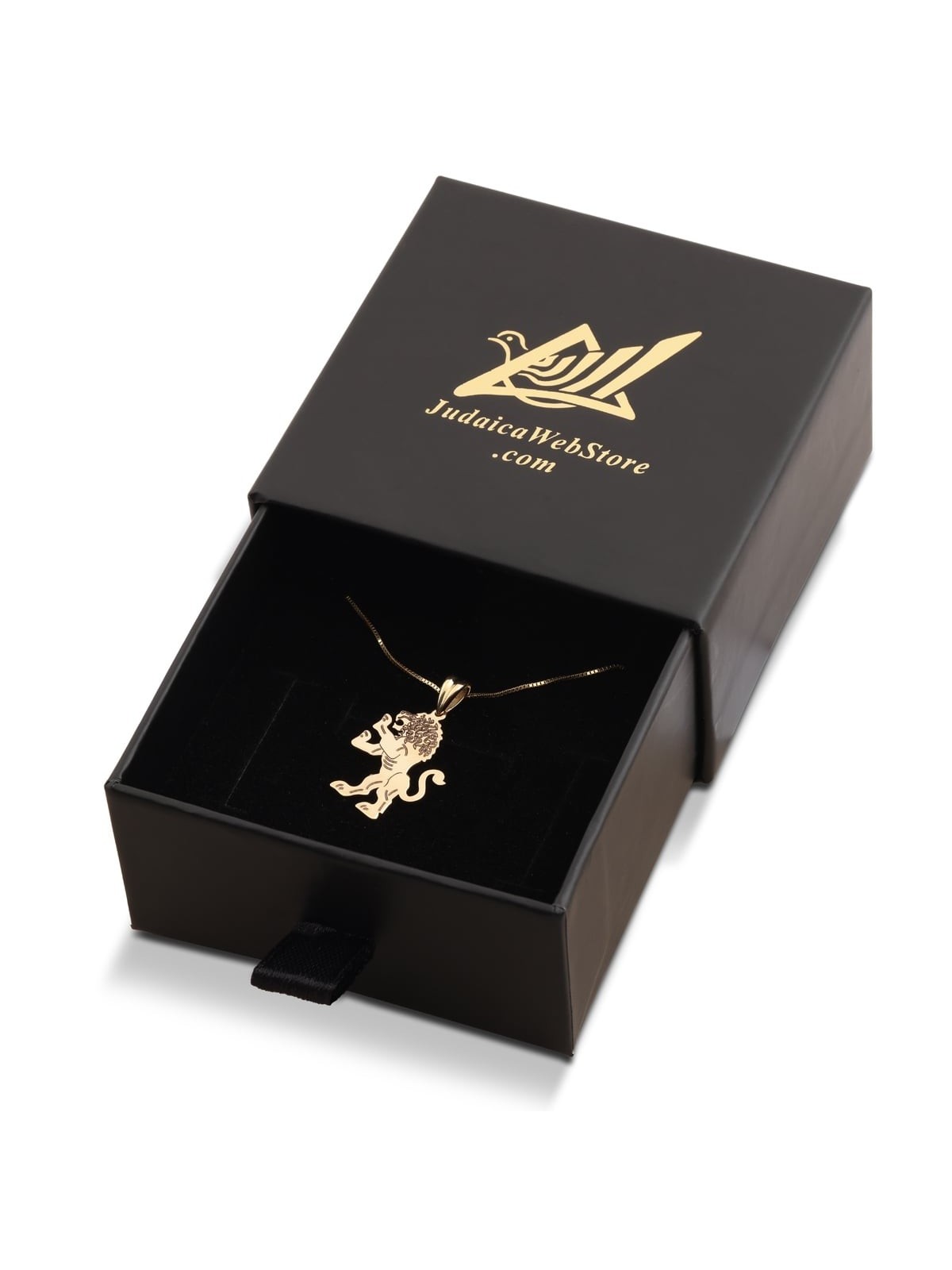 Collier pendentif Lion de Juda gravé en or 14 carats - Gol jaune ou blanc