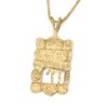 14K Yellow Gold Women's Western Wall and Chai Design Pendant