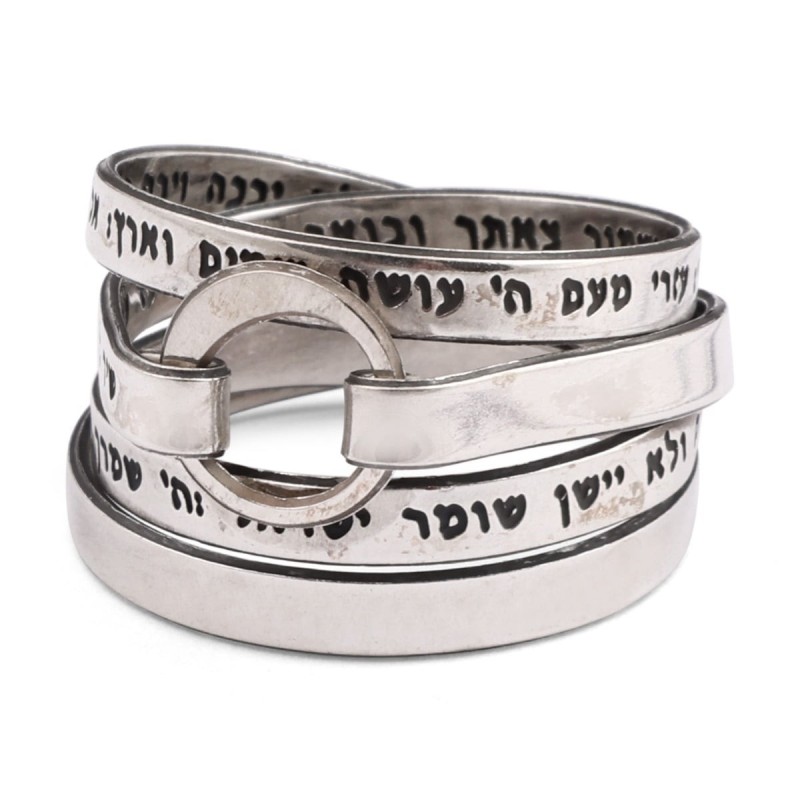 Élégante bague en argent sterling noirci Song of Ascents Wrap (Psaume 121)