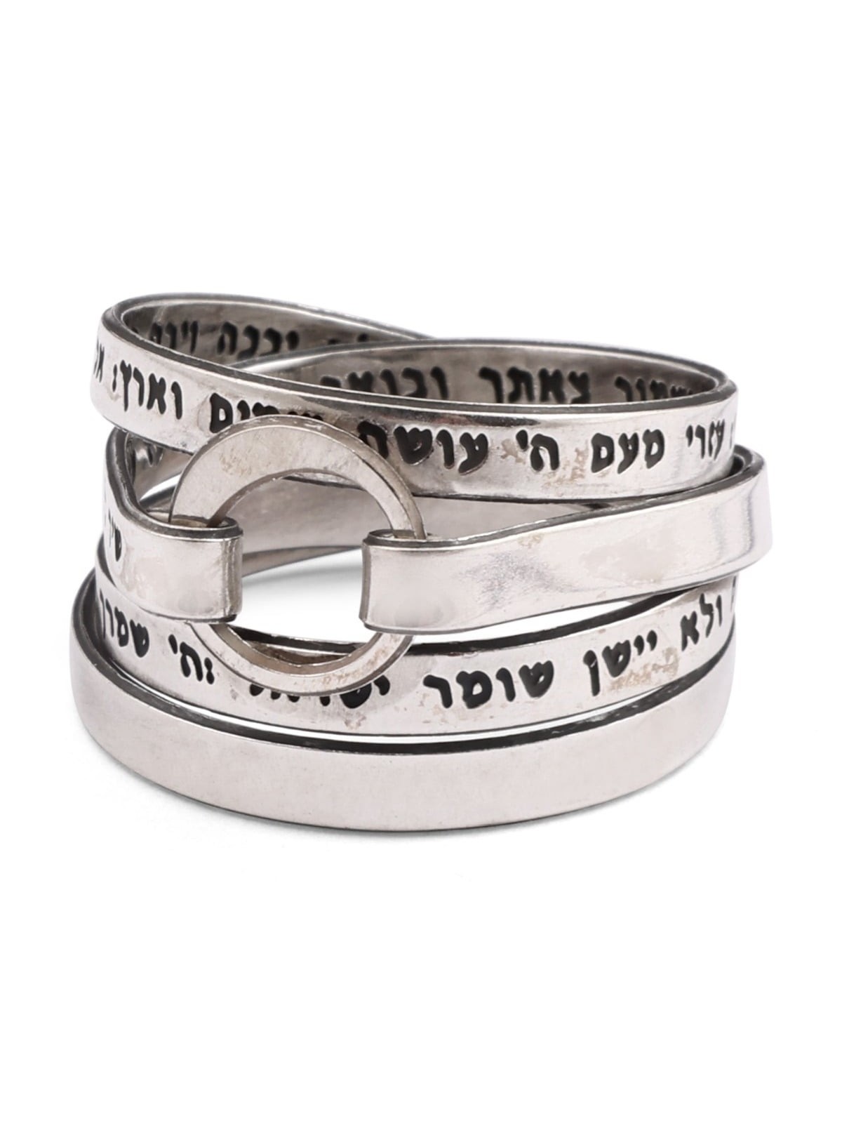 Élégante bague en argent sterling noirci Song of Ascents Wrap (Psaume 121)