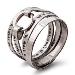 Elegant Blackened Sterling Silver Song of Ascents Wrap Ring (Psalm 121