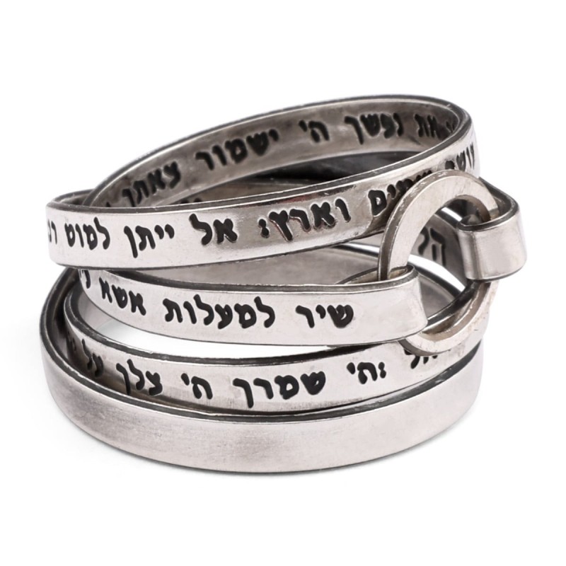 Élégante bague en argent sterling noirci Song of Ascents Wrap (Psaume 121)