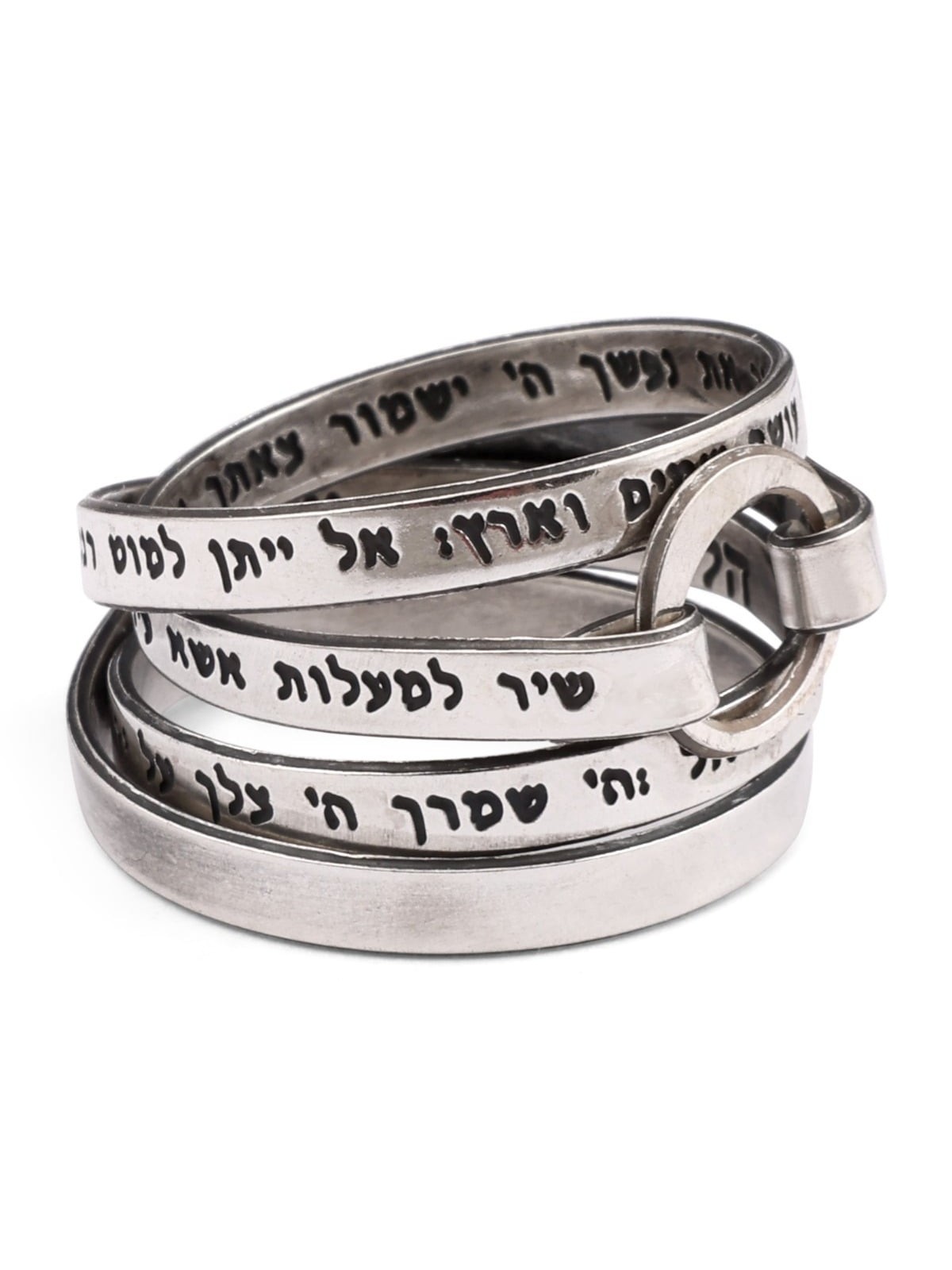 Elegant Blackened Sterling Silver Song of Ascents Wrap Ring (Psalm 121