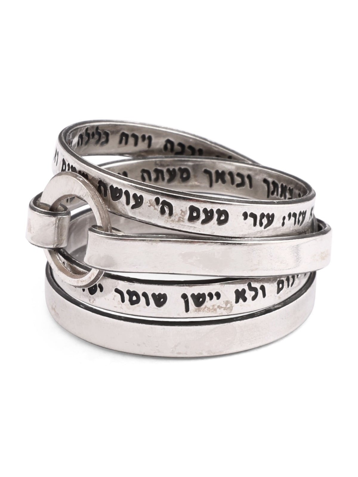 Élégante bague en argent sterling noirci Song of Ascents Wrap (Psaume 121)