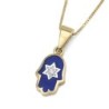 Hamsa & Star of David 14K Gold Pendant Necklace With White Diamond