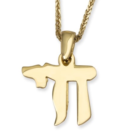 Collier chic à pendentif Chai en or jaune poli 14 carats