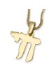 Chic Polished 14K Yellow Gold Chai Pendant Necklace