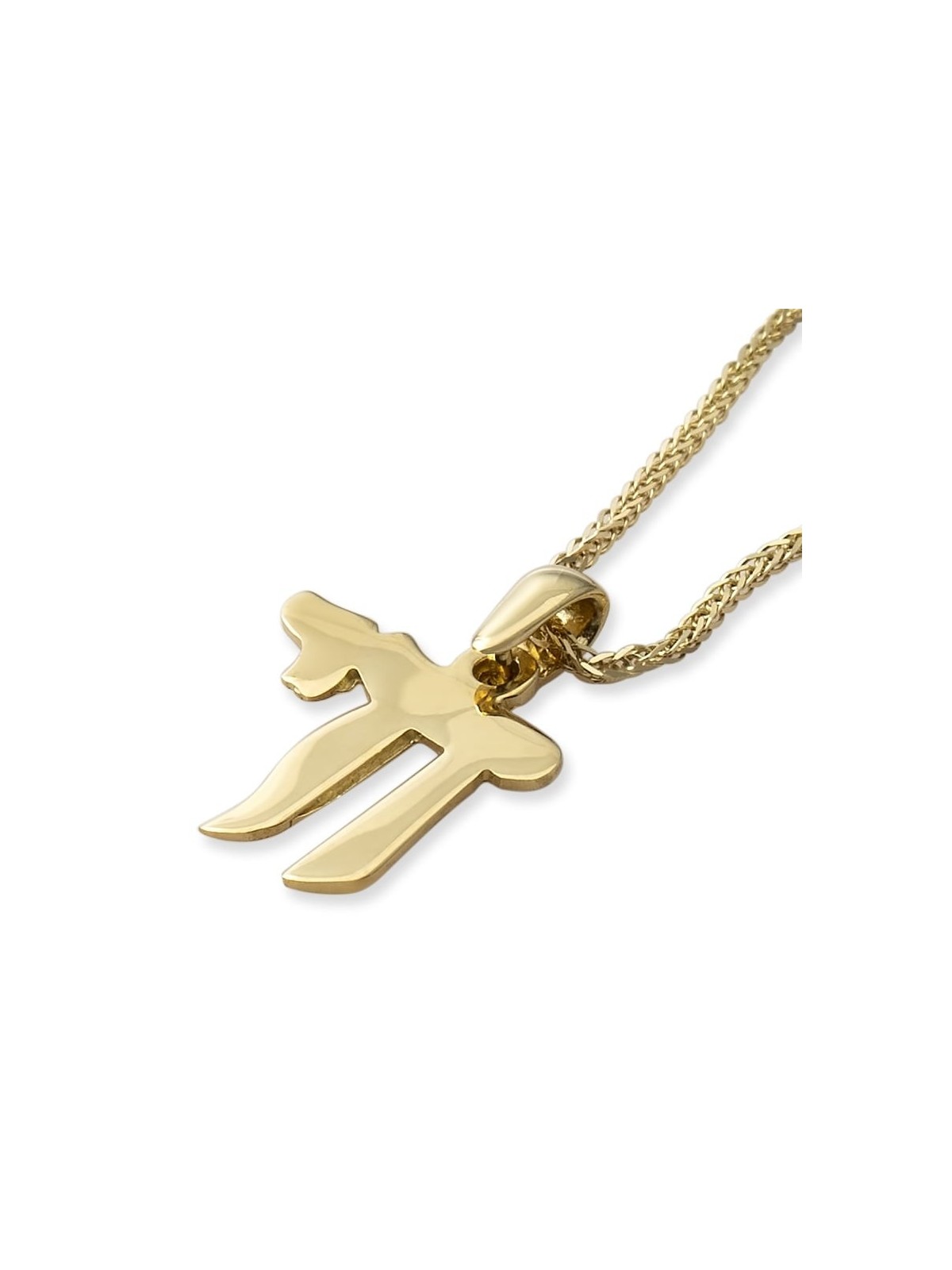 Collier chic à pendentif Chai en or jaune poli 14 carats