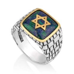 תכשיטי מרינה 925 כסף סטרלינג לגברים בציפוי זהב מגן דוד Jer
