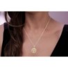 14K Yellow Gold and Cubic Zirconia Round Tree of Life Pendant Necklace