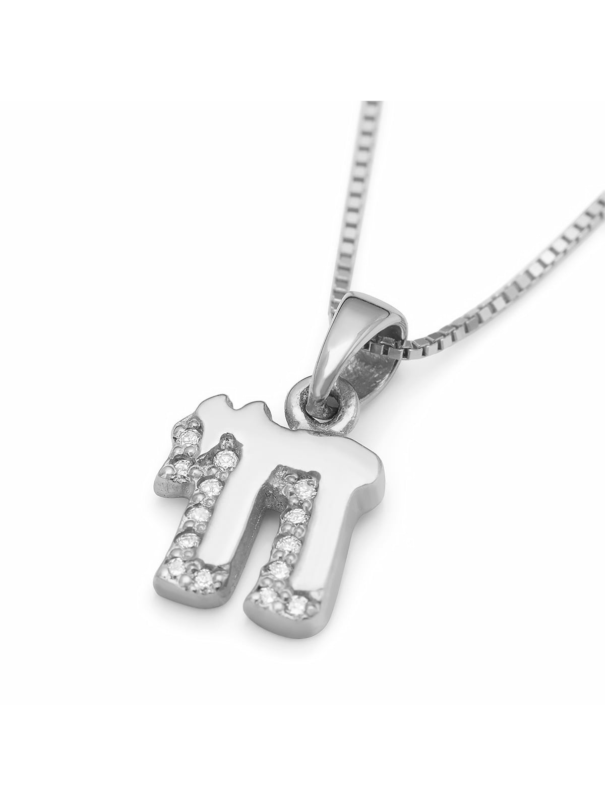 Petit collier pendentif Chai en or 14 carats avec diamant « Shadow »