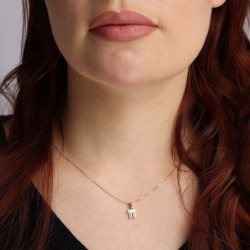 Petite 14K Gold Chai Pendant Necklace with Diamond 'Shadow'