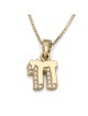 Petite 14K Gold Chai Pendant Necklace with Diamond 'Shadow'