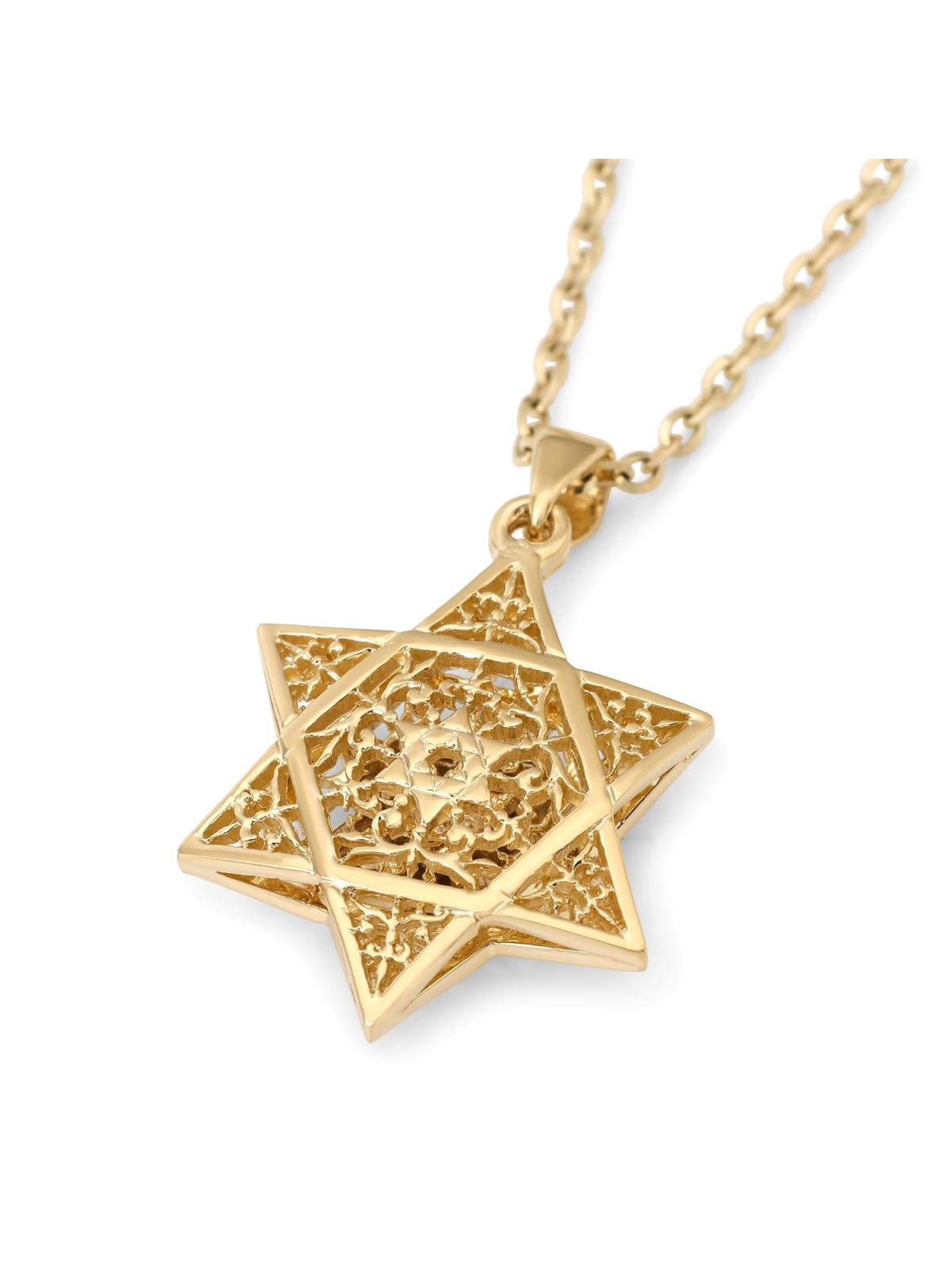 Women's 14K Gold Dainty Star of David Pendant with Diamonds - Color Op