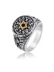 Lion de Juda : Bague étoile de David en argent et or avec grenat