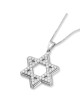 14K Gold Star of David Pendant with Diamond Stones