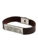 Adjustable Silver and Leather Bracelet - Traveler's Prayer