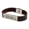 Adjustable Silver and Leather Bracelet - Traveler's Prayer