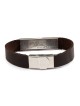 Adjustable Silver and Leather Bracelet - Traveler's Prayer