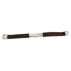 Adjustable Silver and Leather Bracelet - Traveler's Prayer