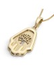 14K Gold Hamsa & Tree of Life Pendant Necklace