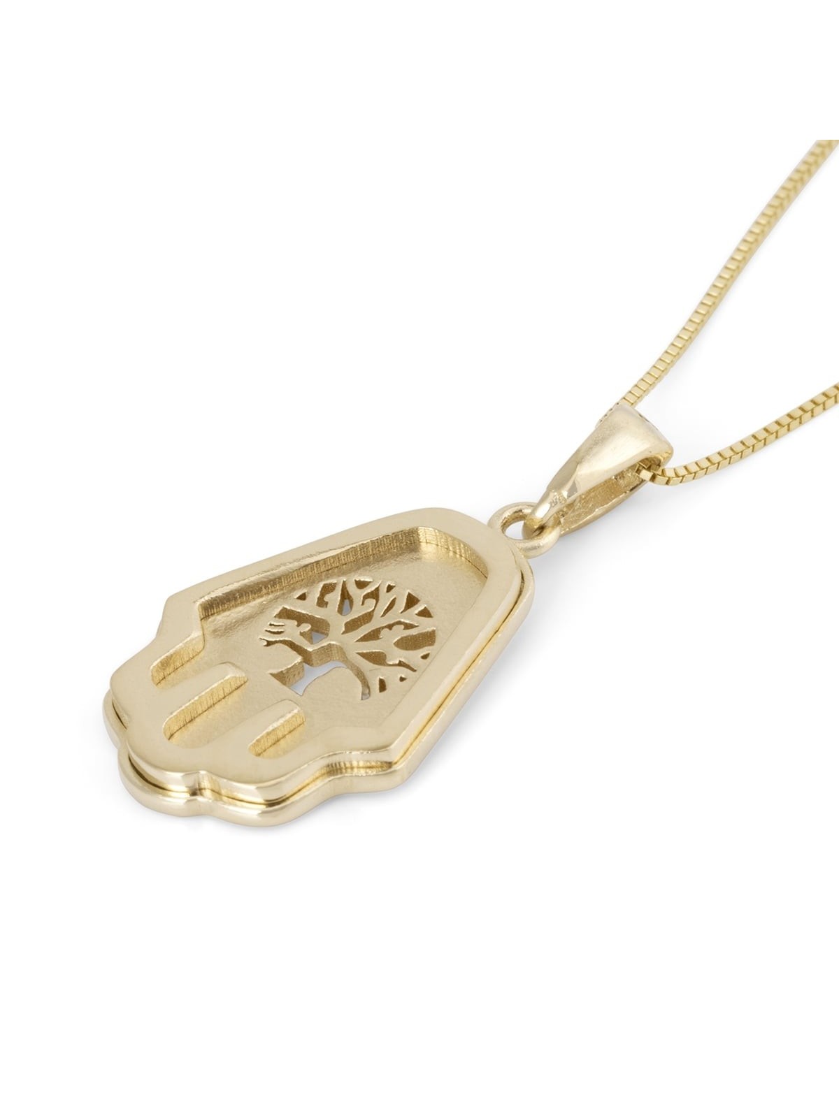 14K Gold Hamsa & Tree of Life Pendant Necklace