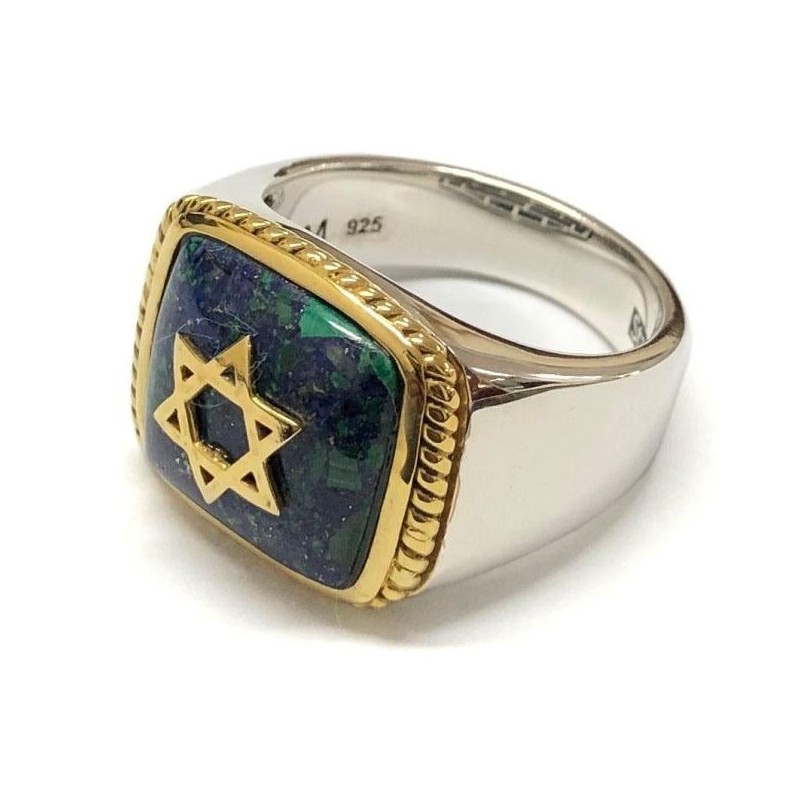 Marina Jewelry Gold Plated 925 Sterling Silver Men's Star of David Rin