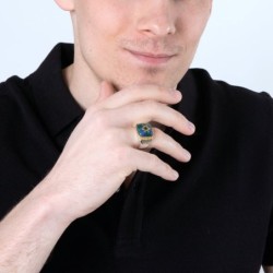 Marina Jewelry Gold Plated 925 Sterling Silver Men's Star of David Rin