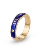 Bague « This Too Shall Pass » en or jaune 14 carats et émail bleu (hébreu) ​​-