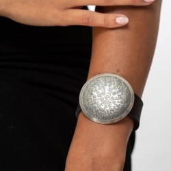 Silver-Plated Kadosh (Holy) Medallion Bracelet and Leather Strap