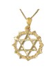 Grand pendentif étoile de David unisexe en or 14 carats avec cercle conçu en filigrane