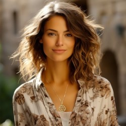 14K Gold Large Unisex Star of David Pendant with Filigree-Designed Cir