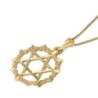 14K Gold Large Unisex Star of David Pendant with Filigree-Designed Cir