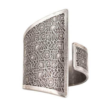 Bague Kabbale Ouverte Ajustable En Argent Sterling 925 Noirci - Trois Na