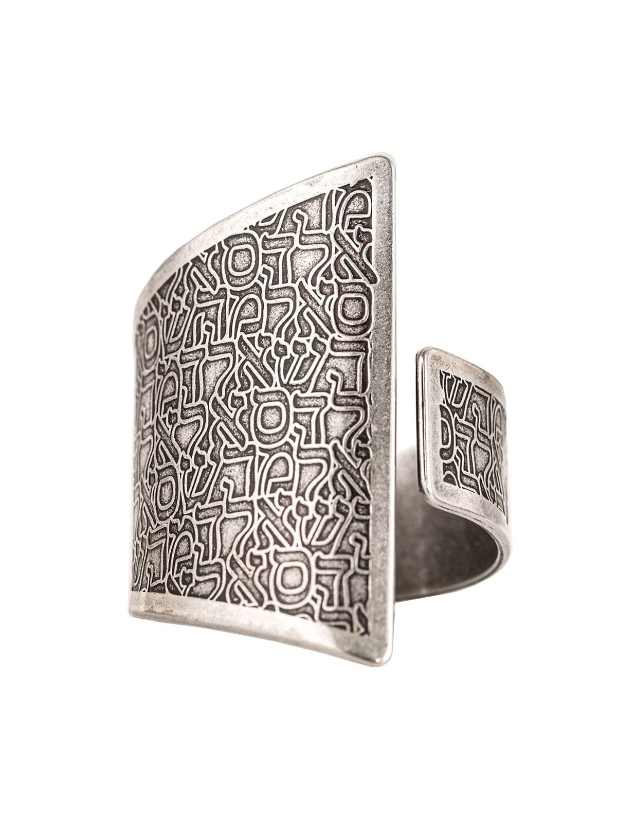 Blackened 925 Sterling Silver Adjustable Open Kabbalah Ring - Three Na