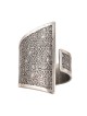 Blackened 925 Sterling Silver Adjustable Open Kabbalah Ring - Three Na